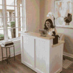 Beadboard Panels, Sold Wood Reception Desk, Unfinished: Shaker Style, Retail Counter