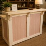 Solid Wood French‑Style Reception Desk, Retail Checkout Counter, Podium, Ready to Finish