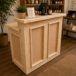 Reception Desk, Solid Wood Raised Writing Counter, Unfinished